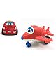 New Pinch Combo of Push Pull Back Action Robot Car and Plane Toy Racing Car & Plane Push Back Bump & Go Toy Set - Red
