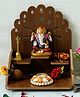 eCraftIndia Om with Bells Design and 3 Shelfs Laminated Wood Pooja Temple/Mandir