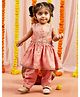Vastramay Silk Blend Jacquard Sleeveless Kantha Work Detailed Kurta & Pyjama Set-Pink