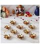 eCraftIndia Set of 10 Copper and Golden Lotus Flower Shape Decorative Brass Diya