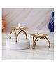 eCraftIndia Set of 2 Decorative Handcrafted Golden Metal Tea Light Candle Holder Stand