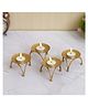 eCraftIndia Set of 4 Decorative Handcrafted Golden Metal Tea Light Candle Holder Stand