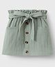 Mark & Mia Knee Length Solid Colour  Skirt with Fabric Belt & Pockets- Light Green