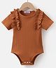 Mark & Mia Half Sleeves Party Onesie with Frill Detailing - Brown