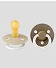 Bibs Colour Glow in the Dark Latex Round Pacifier Nipple Size 2 Pack of 2 - Vanilla Glow/Dark Oak Glow