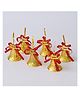 eCraftIndia 6 Pcs Gold Toned Bells with Red Ribbon Merry Christmas Tree Decor
