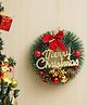 eCraftIndia Green & Red Merry Christmas Wreath With Berries Ball Flowers Ribbon Christmas