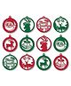 eCraftIndia Red & Green 12 Pieces Christmas Tree Wooden Cut outs Festive Decor