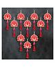 eCraftIndia Red & Gold Toned 10 Pieces Lotus Wall Hangings