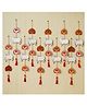 eCraftIndia White & Red 10 Pieces Lotus Cow & Beads Tassel Decorative Hangings