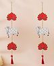 eCraftIndia Red & White 2 Pieces Lotus & Cow Hanging Decor