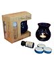 eCraftIndia Blue Aroma Burner Ser with Lavender Aroma Oil and 4 Tea Light Candles