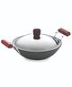 Hawkins Futura Hard Anodised 4.06 mm Deep-Fry Pan With Stainless Steel Lid 3.75 Ltr, 30 cm, Black