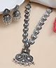 VALLEY OF JEWELLERY - Dual Toned Oxidized Necklace With Earrings Set - Silver