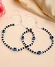 VALLEY OF JEWELLERY - Set Of 2 Silver Plated Evil Eye With Black And Silver Beads Anklet - Silver