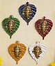 eCraftIndia Set of 5 Decorative Lord Ganesha Face On Leaf Wall Hanging- Multicolor