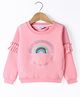 Smarty Girls Fleece Knitted Full Sleeves Sweatshirt With Text Print & Sequined Embroidery - Pink