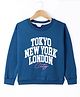 Smarty Girls  Fleece Knitted Full Sleeves Sweatshirt With Text Print - Navy Blue