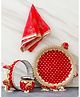 eCraftIndia Bronze & Red Textured Pooja Thali