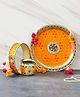eCraftIndia Orange & Bronze Textured Pooja Essential Set
