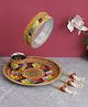 eCraftIndia 3 Pcs Red Self Design Pooja Thali Set - Pink