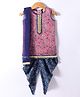 Saka Designs Cotton Woven Sleeveless Floral Printed Kurta Patiala Set with Dupatta & Lace Detailing - Navy Blue