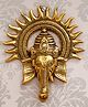 eCraftIndia Golden Lord Ganesha Face With Sun Decorative Metal Wall Hanging Showpiece