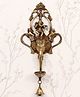 eCraftIndia Decorative Handcrafted Brass Wall Hanging of Dancing Ganesha on Elephant Head with Diya and Bell