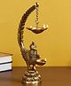eCraftIndia Golden Brass Decorative Handcrafted Peacock Showpiece With Diya Of 6 Wicks