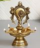eCraftIndia Shankha Handcrafted Brass Diya with 5 wicks