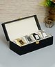 eCraftIndia Black Rexine Watch Organizer Box with 4 Inner Cushions