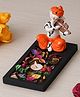 eCraftIndia Black & Orange Ganesha Playing Violin Showpiece with Rectangle Wooden Base Plate