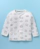 Doreme Interlock Knit Full Sleeves Animal Printed Front Open Vest - White