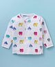 Doreme Interlock Knit Full Sleeves Elephant Printed Front Open Vest - White