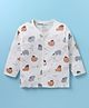 Doreme Interlock Knit Full Sleeves Bear Printed Front Open Vest - White