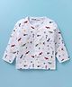 Doreme Interlock Knit Full Sleeves Plane & Helicopter Printed Front Open Vest - White