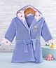 Doreme Terry Full Sleeves Hooded Bath Robe with Panda Patch - Blue