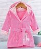 Doreme Terry Full Sleeves Hooded Bath Robe with Giraffe Patch - Pink