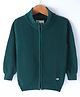 Smarty Boys 100% Cotton Flatknit Full Sleeves High Neck Front Open Sweater with Solid Colour - Olive Green