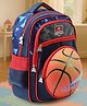 Basket Ball  Printed School Backpack Red & Navy Blue - 16 Inches