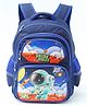 Play Nation Space Theme School Backpack|2 Main Compartments, 2 Front Pockets, 2 side Bottle Pockets|Nylon Fabric|Long lasting and Durable|Comfortable back cushioning | For School, Travel and Outdoors|Blue- 15.5inches