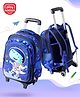 Play Nation Trolley Backpack with Dino Print|1 Main Compartment, 2 Front Pockets, 2 side Bottle Pockets|Nylon Fabric|Long lasting and Durable| Comfortable back cushioning | For School, Travel and Outdoors|Blue- 16inches