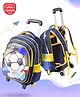 Play Nation Trolley Backpack with Football print|1 Main Compartment, 2 Front Pockets, 2 side Bottle Pockets|Nylon Fabric|Long lasting and Durable Zippers | Comfortable back cushioning | For School, Travel and Outdoors|Blue- 16inches