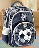 Soccer sports theme School Backpack|2 Main Compartments, 1 Front Pocket, 2 side Bottle Pockets|Water Resistant|Long lasting and Durable Zippers | Comfortable back cushioning | For School, Travel and Outdoors|Black- 15inches