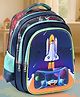 Rocket theme School Backpack|2 Main Compartments, 1 Front Pocket, 2 side Bottle Pockets|Water Resistant|Long lasting and Durable Zippers | Comfortable back cushioning | For School, Travel and Outdoors|Navy Blue- 16inches