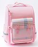 Bonfino Premium Checks Printed School Backpack|1 Main Compartment, 1 Front Pocket, 2 side Bottle Pockets|Water Resistant|Long lasting and Durable Zippers | Comfortable back cushioning | For School, Travel and Outdoors|Pink- 15inches