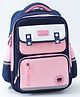 Bonfino Premium Bear Theme School Backpack|1 Main Compartment, 2 Front Pockets, 2 side Bottle Pockets|Water Resistant|Long lasting and Durable Zippers | Comfortable back cushioning | For School, Travel and Outdoors|Blue Pink- 15inches