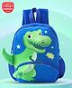 Play Nation Dino Soft Bag|1 Main Compartment 1 Front Pocket|Long lasting and Durable Zippers| For School, Travel and Outdoors|Blue- 11inches