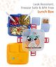 Portable Lunch Box with Spoon & Fork Owl Print - Blue