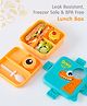 Dino Print Bento Lunch Box|BPA Free|Leak Resistant|Freezer Safe|3 compartment, 1 Spoon and 1 Dip Container|1590ml+70ml|Perfect for School Kids & Outdoors|Blue